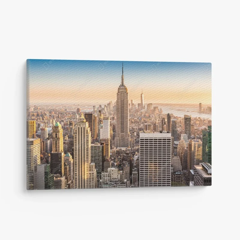 Leinwandbild goldenes heufeld unter blauem himmel – Wallnifity®