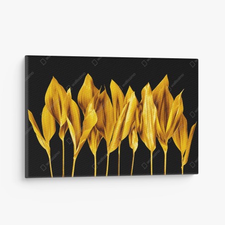Leinwandbild goldene blätter auf schwarzem hintergrund – Wallnifity®