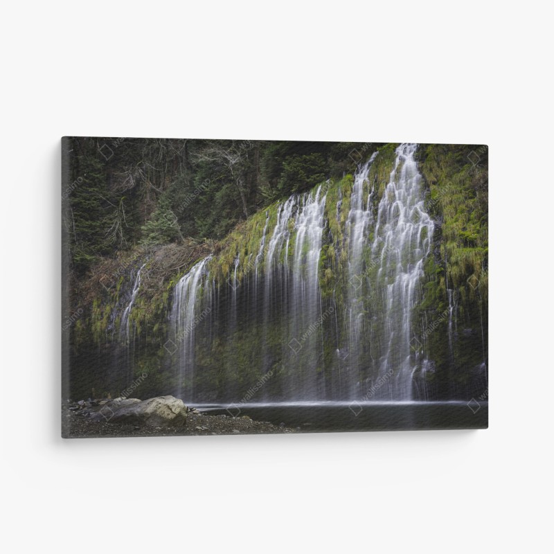 Leinwandbild moosiger wasserfall im wald