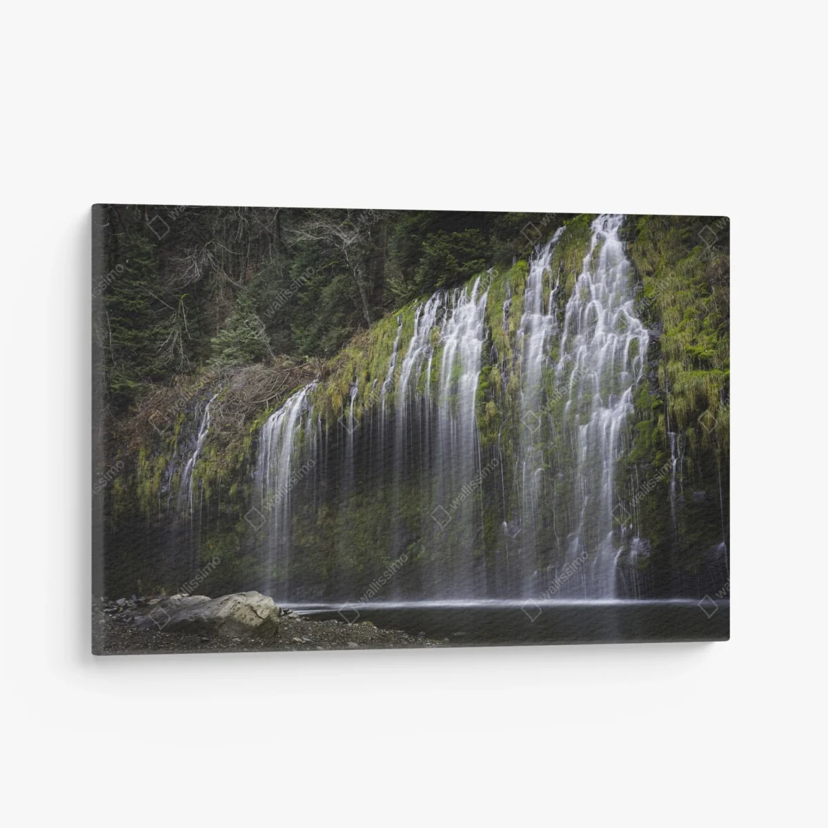 Leinwandbild moosiger wasserfall im wald – Wallnifity® Leinwandbild moosiger wasserfall im wald – Wallnifity®