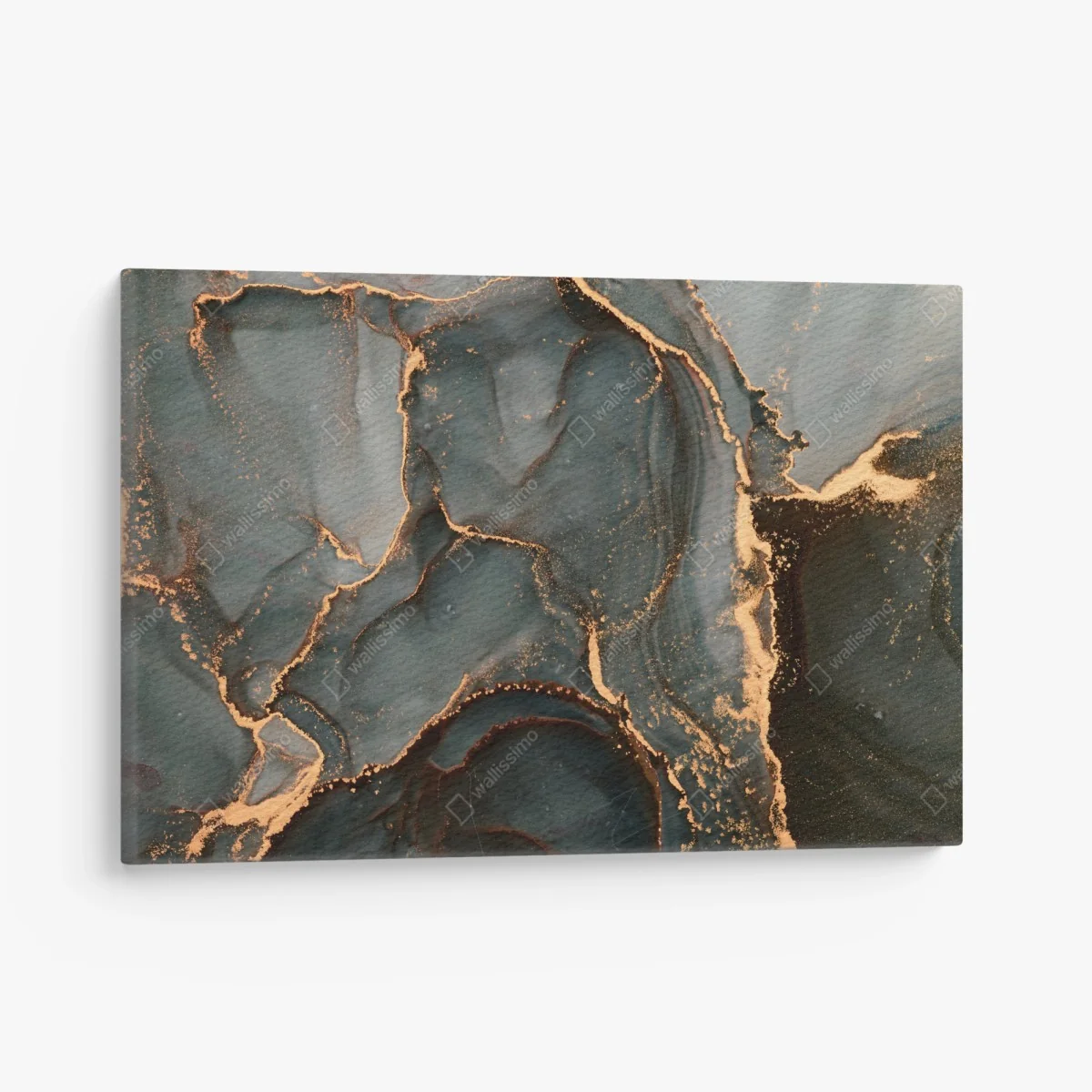 Leinwandbild luxuriöse türkis abstraktion mit goldenen adern – Wallnifity®