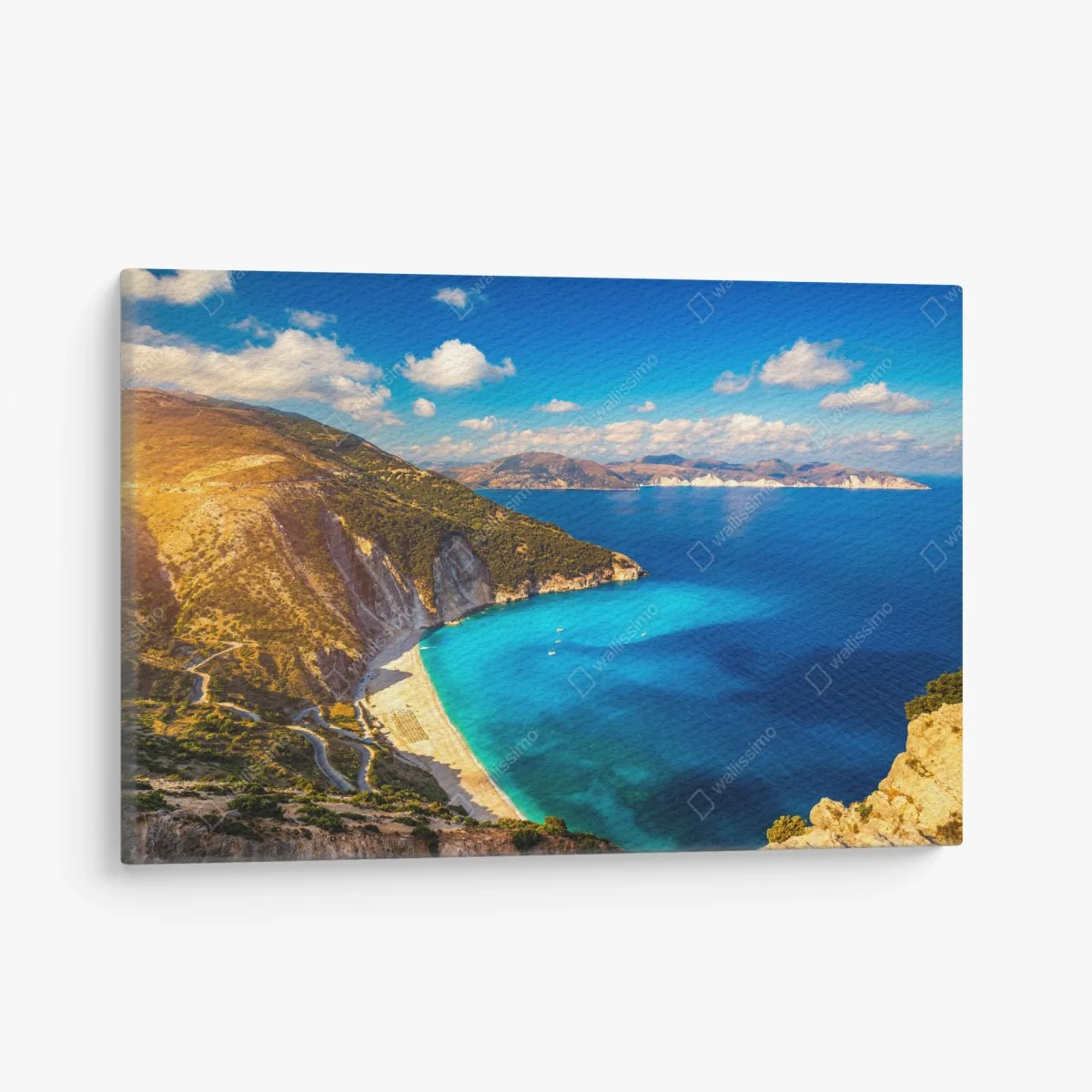 Leinwandbild sonniges panorama der Myrtos-bucht, Kefalonia – Wallnifity® Leinwandbild sonniges panorama der Myrtos-bucht, Kefalonia – Wallnifity®