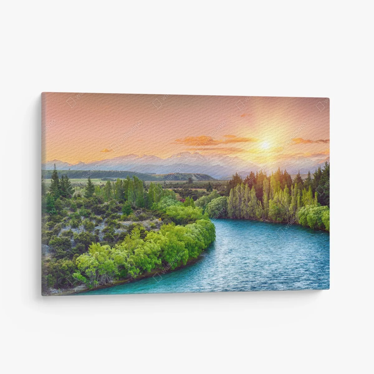 Leinwandbild sonnenuntergang über dem Clutha River und den Südalpen – Wallnifity® Leinwandbild sonnenuntergang über dem Clutha River und den Südalpen – Wallnifity®