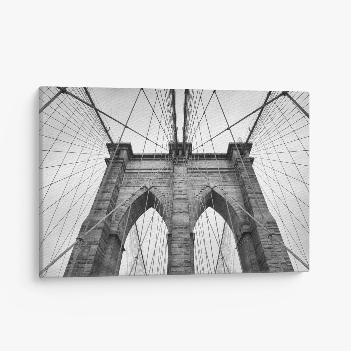 Leinwandbild monochrome hängebrücke aus grafischer perspektive – Wallnifity®