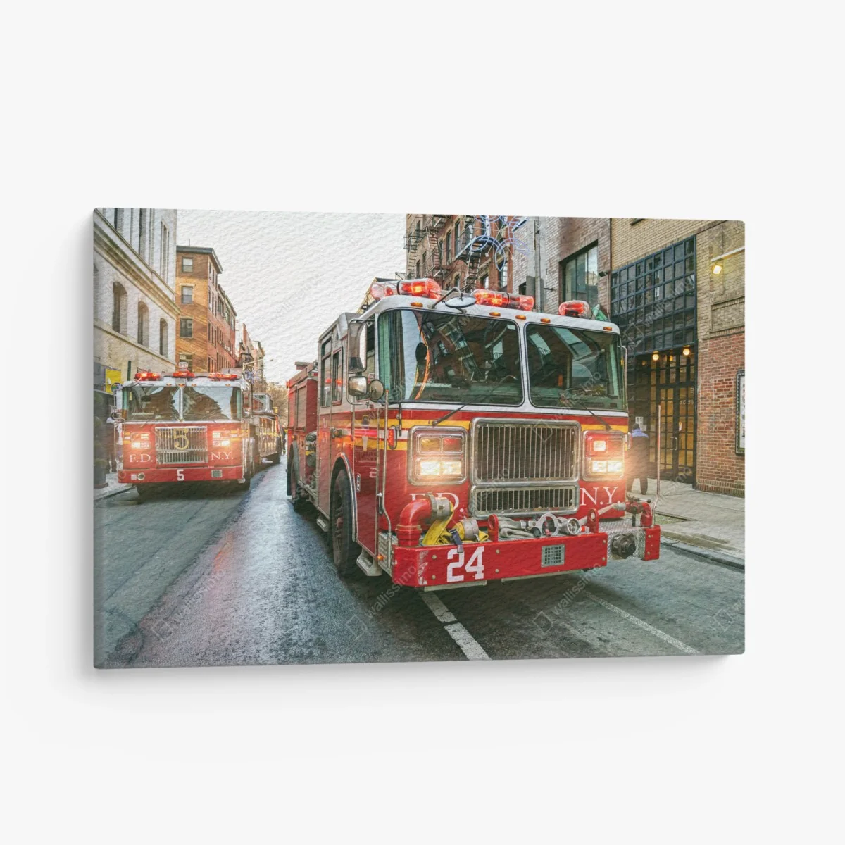 Leinwandbild feuerwehrautos auf einer straße in Manhattan, New York – Wallnifity® Leinwandbild feuerwehrautos auf einer straße in Manhattan, New York – Wallnifity®