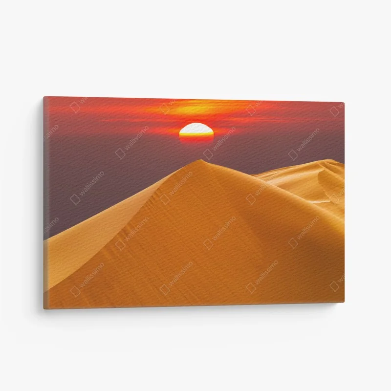 Leinwandbild goldener sonnenuntergang über sanddünen