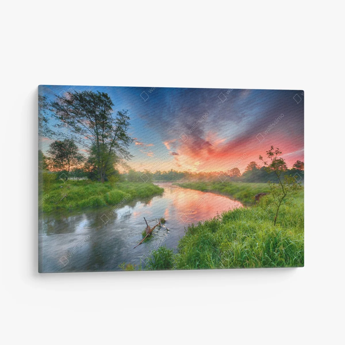 Leinwandbild sonnenaufgang über einem nebligen flussufer – Wallnifity® Leinwandbild sonnenaufgang über einem nebligen flussufer – Wallnifity®