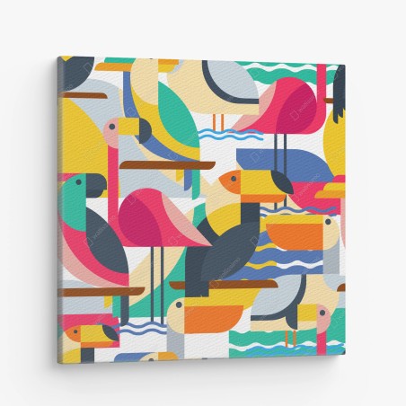 Leinwandbild tropisches geometrisches vogelmuster – Wallnifity®