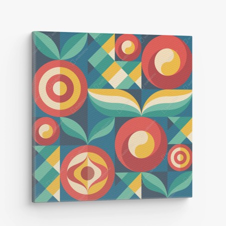Leinwandbild lebhaftes geometrisches blumenmuster – Wallnifity®