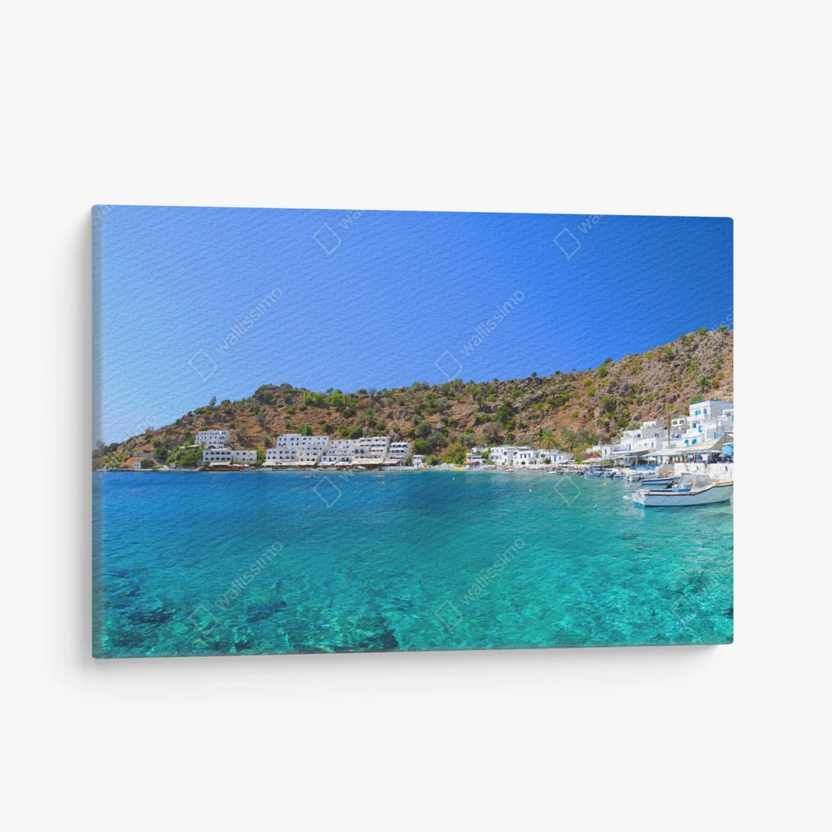 Leinwandbild sonnige mediterrane bucht mit türkiswasser – Wallnifity® Leinwandbild sonnige mediterrane bucht mit türkiswasser – Wallnifity®