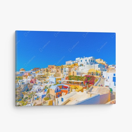 Leinwandbild sonniges Dorf Oia, Santorini – Wallnifity®