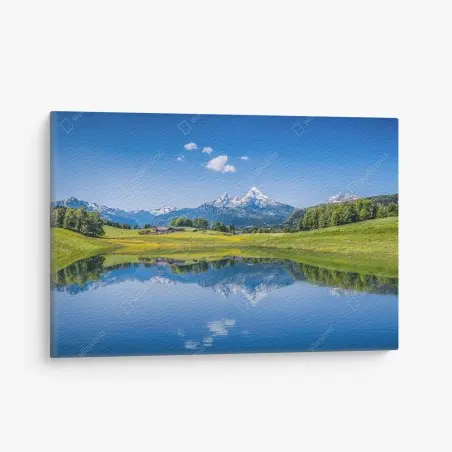 Leinwandbild alpine spiegelung: ruhige berglandschaft – Wallnifity®
