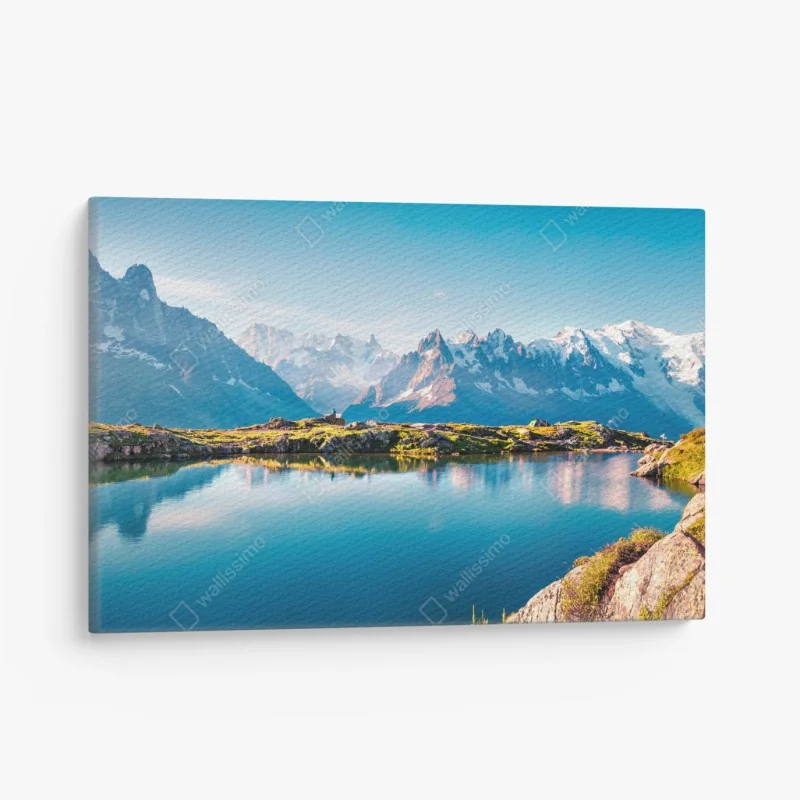 Leinwandbild Lac Blanc mit Blick auf Mont Blanc