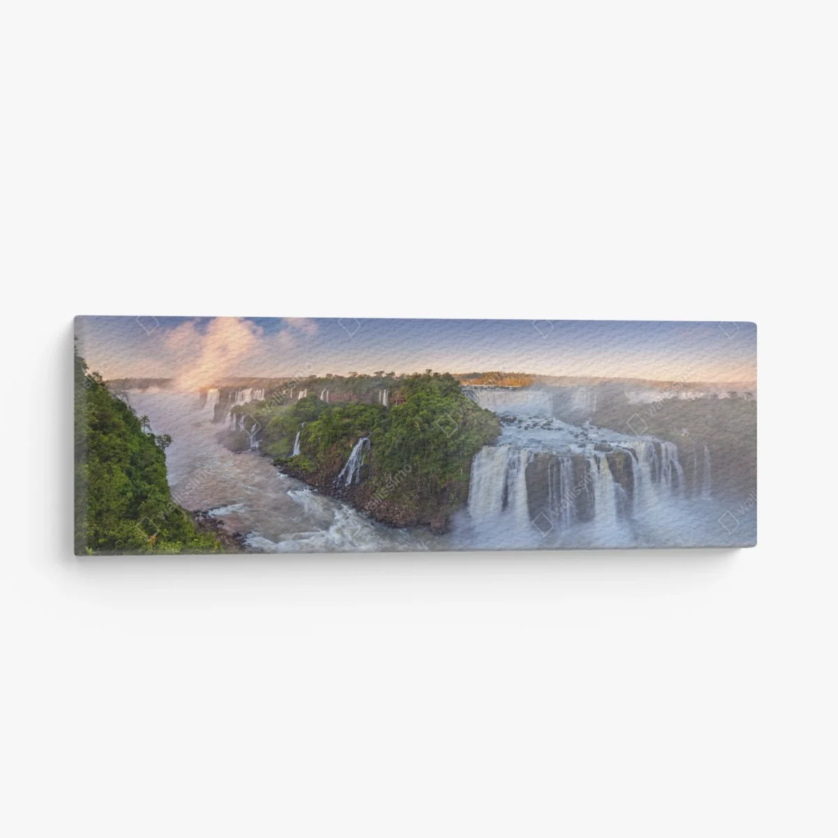 Leinwandbild neblige panorama der wasserfälle im üppigen wald – Wallnifity® Leinwandbild neblige panorama der wasserfälle im üppigen wald – Wallnifity®