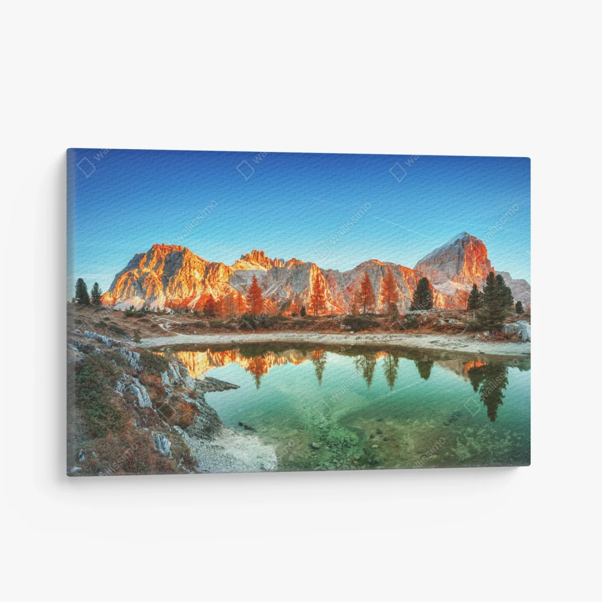 Leinwandbild alpiner sonnenaufgang über bergsee – Wallnifity® Leinwandbild alpiner sonnenaufgang über bergsee – Wallnifity®