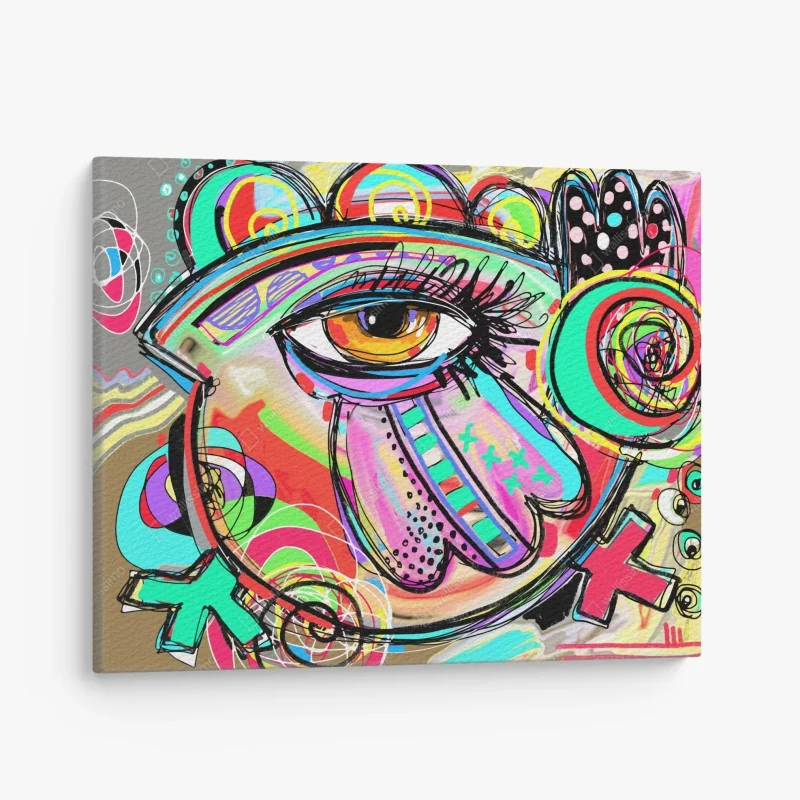 Leinwandbild lebhaftes abstraktes auge im pop-art stil