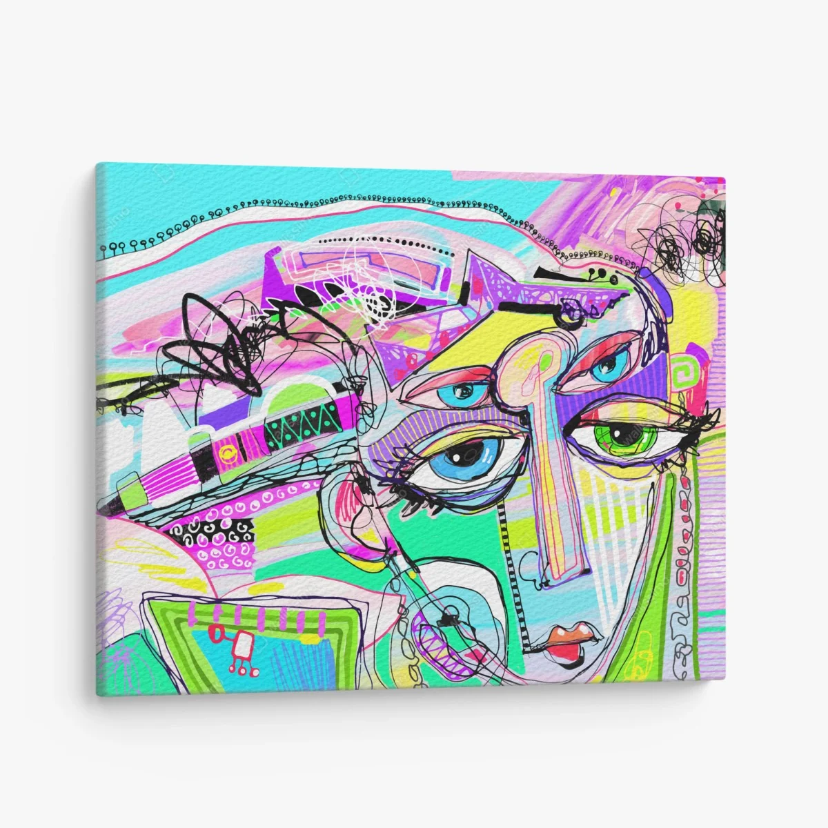 Leinwandbild buntes abstraktes gesichtsporträt – Wallnifity®