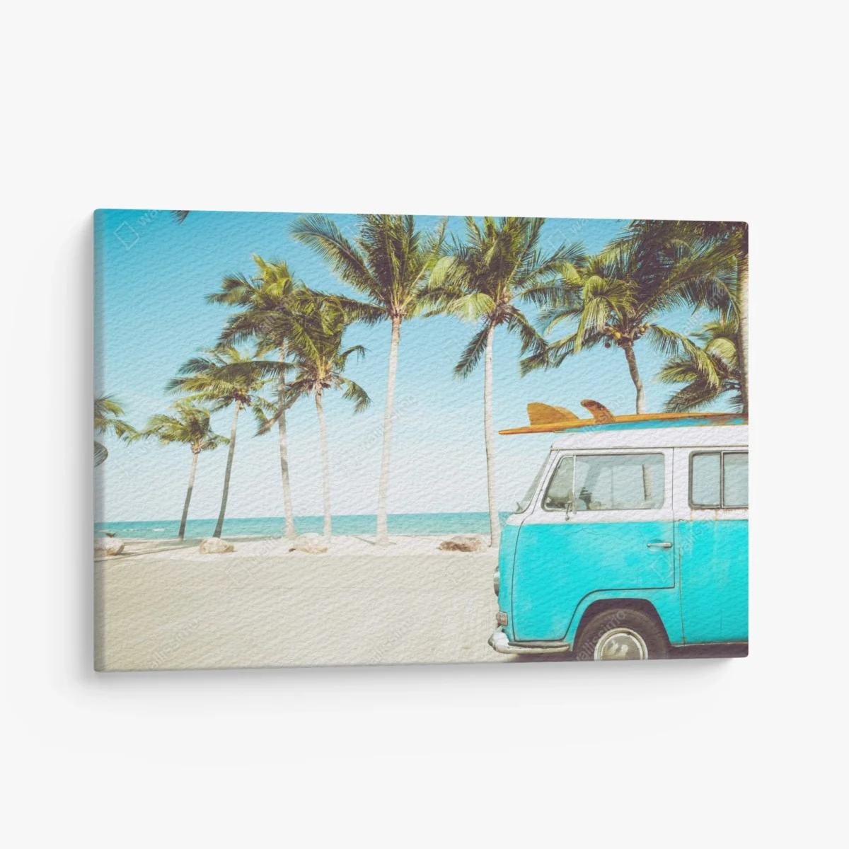 Leinwandbild vintage surfbus am tropischen strand – Wallnifity® Leinwandbild vintage surfbus am tropischen strand – Wallnifity®