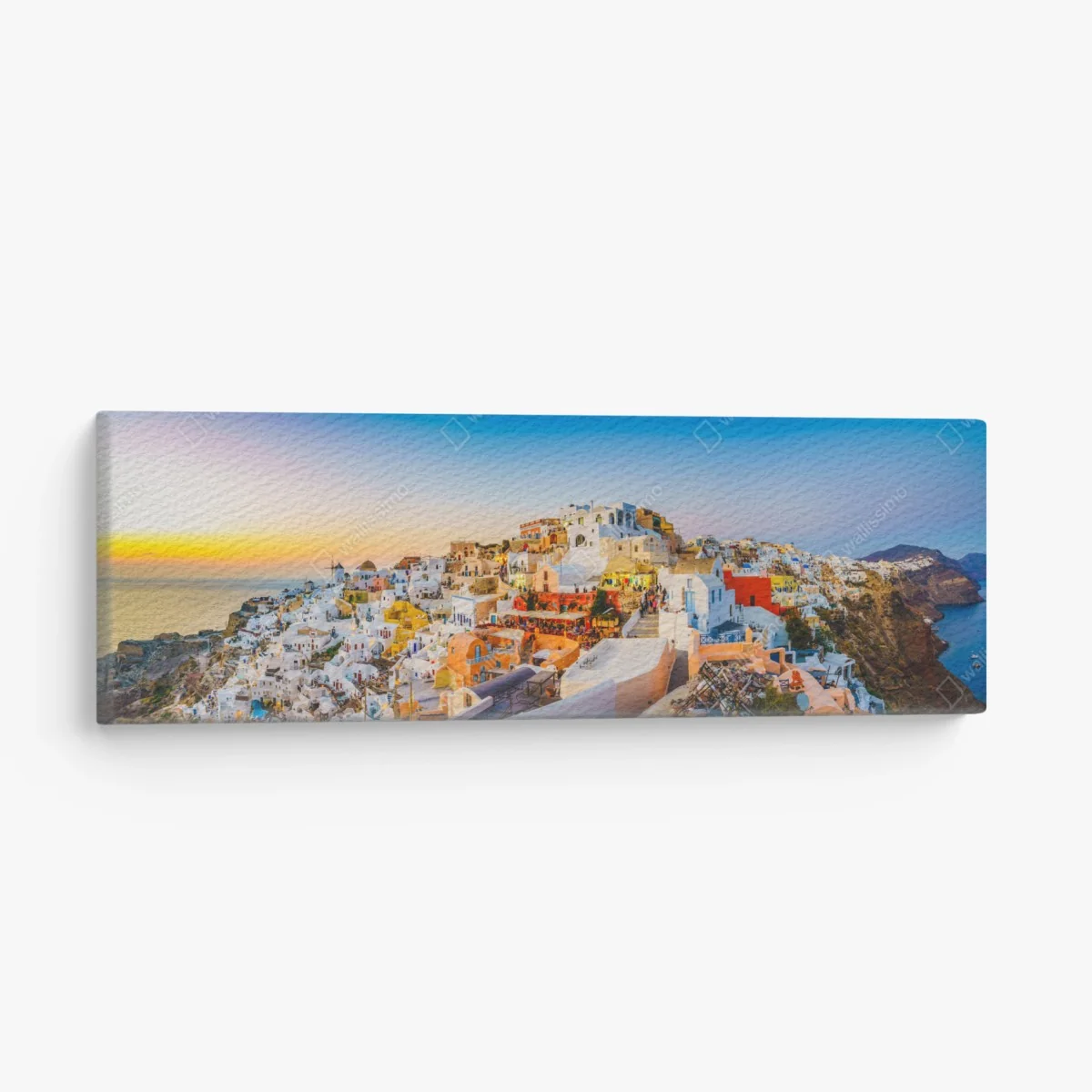 Leinwandbild sonnenuntergang über Santorini panoramaansicht – Wallnifity®
