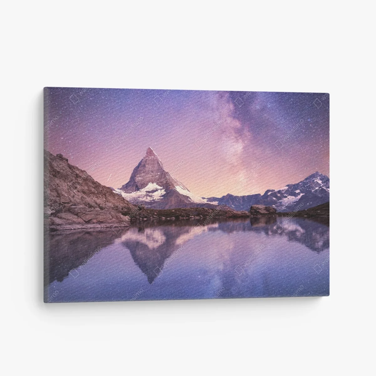 Leinwandbild Matterhorn unter der Milchstraße mit spiegelung – Wallnifity® Leinwandbild Matterhorn unter der Milchstraße mit spiegelung – Wallnifity®
