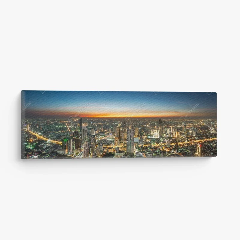 Leinwandbild panorama von Bangkok bei dämmerung