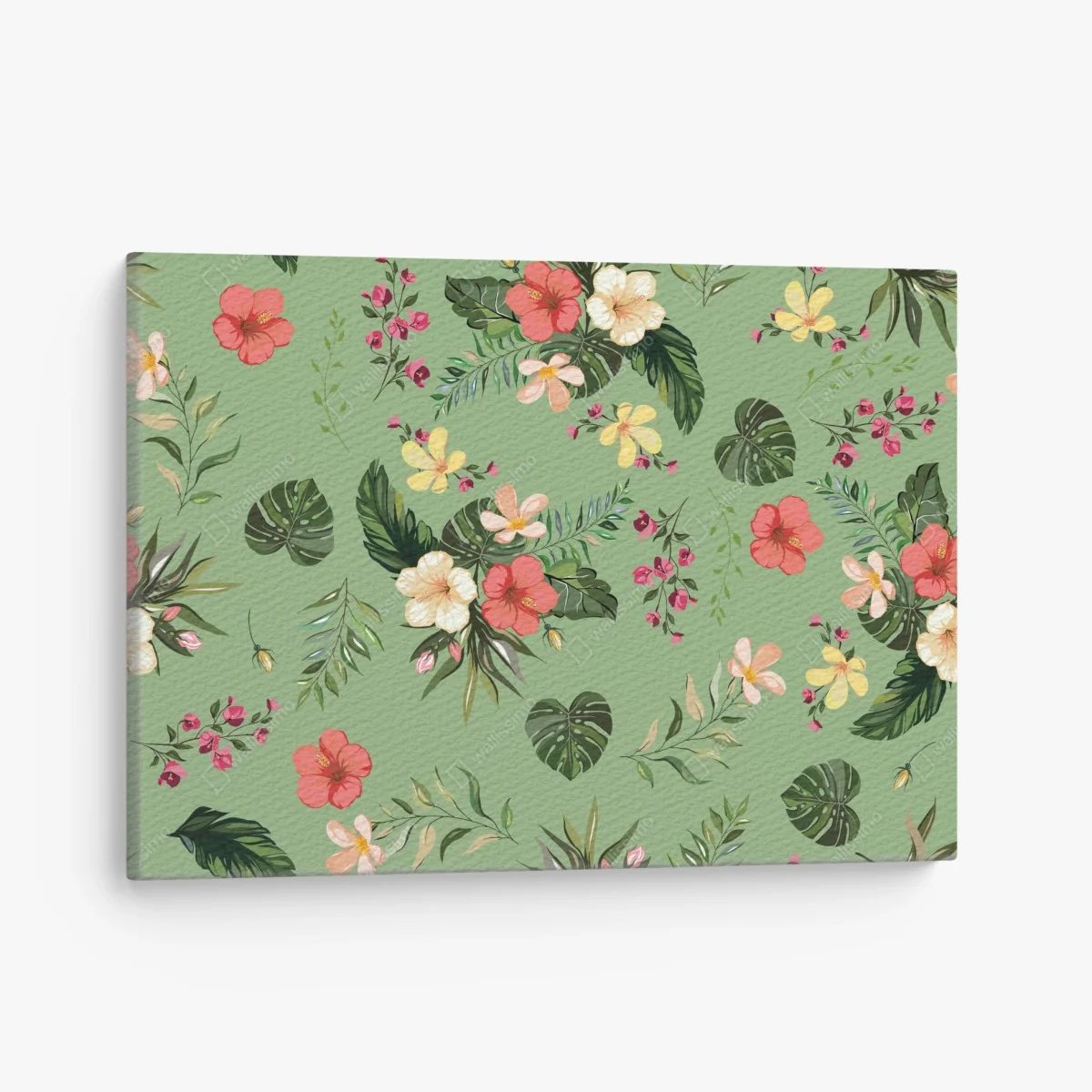 Leinwandbild grünes tropisches hibiskusmuster – Wallnifity® Leinwandbild grünes tropisches hibiskusmuster – Wallnifity®