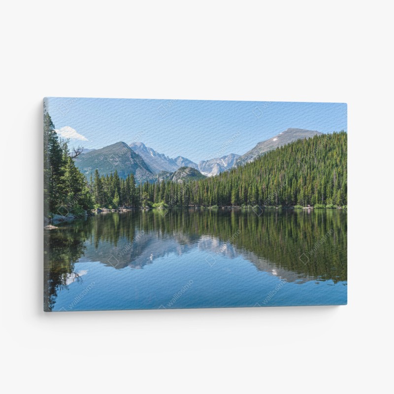 Leinwandbild gebirgssee mit spiegelung