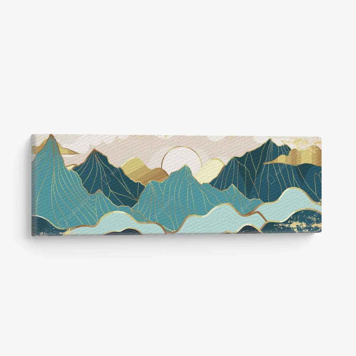 Leinwandbild türkise berge mit goldenen akzenten – Wallnifity® Leinwandbild türkise berge mit goldenen akzenten – Wallnifity®