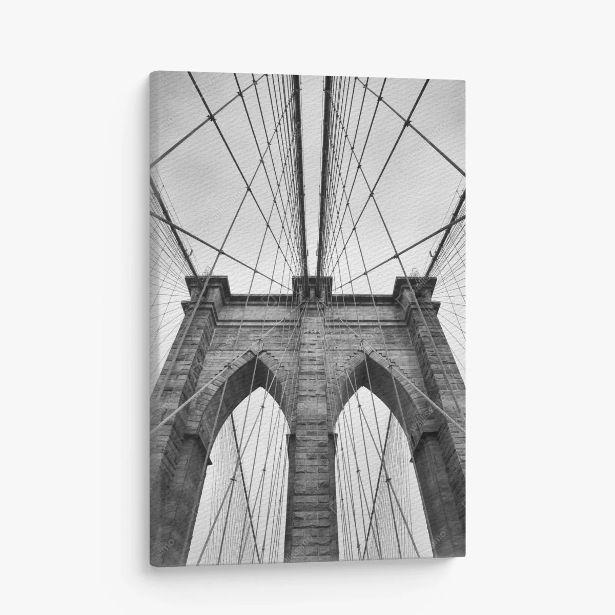 Leinwandbild perspektive der Brooklyn Bridge in monochrom – Wallnifity® Leinwandbild perspektive der Brooklyn Bridge in monochrom – Wallnifity®