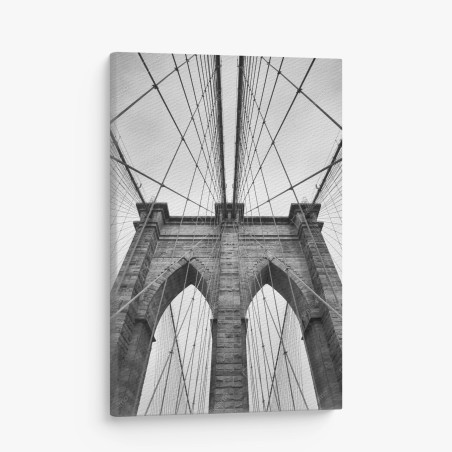 Leinwandbild perspektive der Brooklyn Bridge in monochrom – Wallnifity®