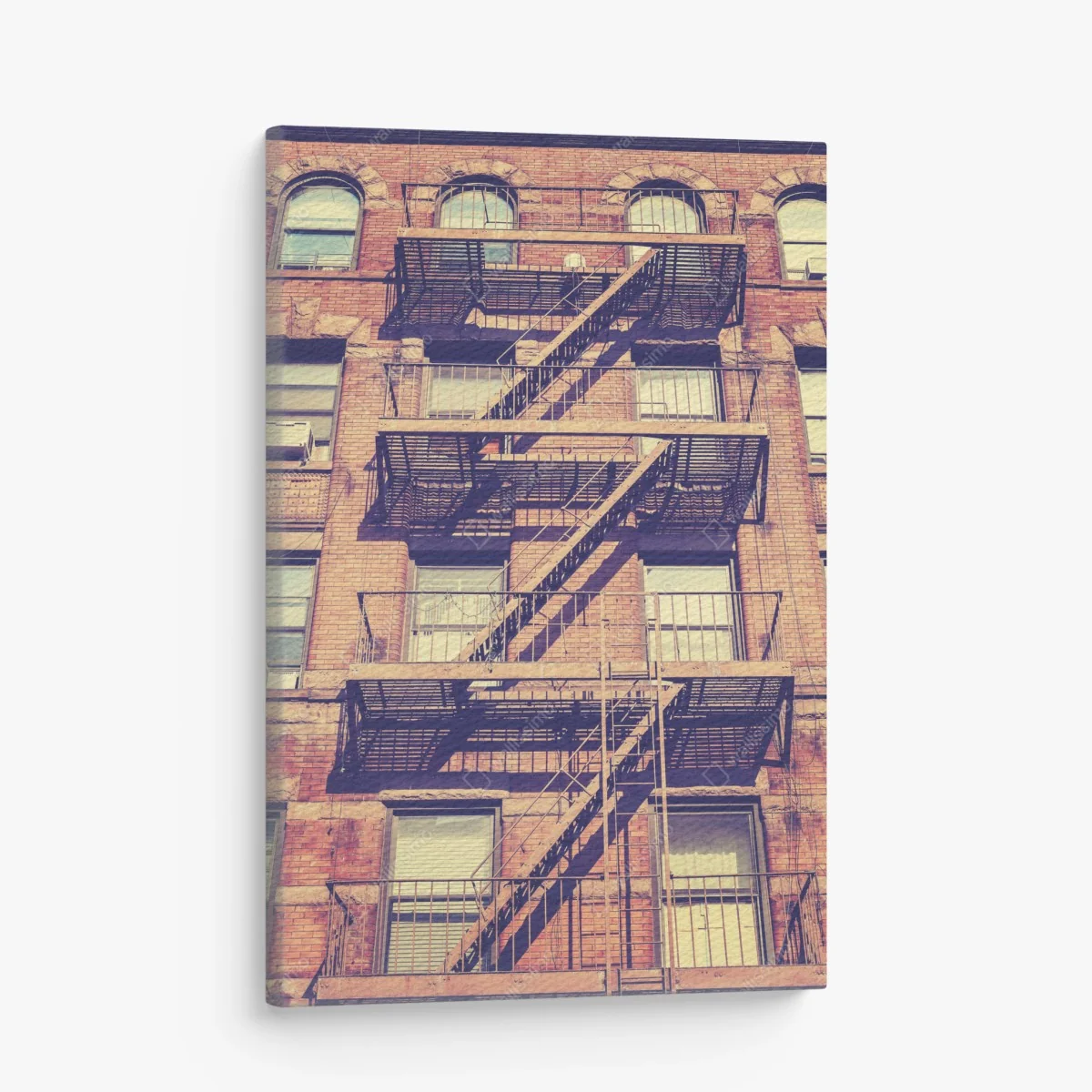 Leinwandbild vintage feuertreppen aus New York – Wallnifity® Leinwandbild vintage feuertreppen aus New York – Wallnifity®