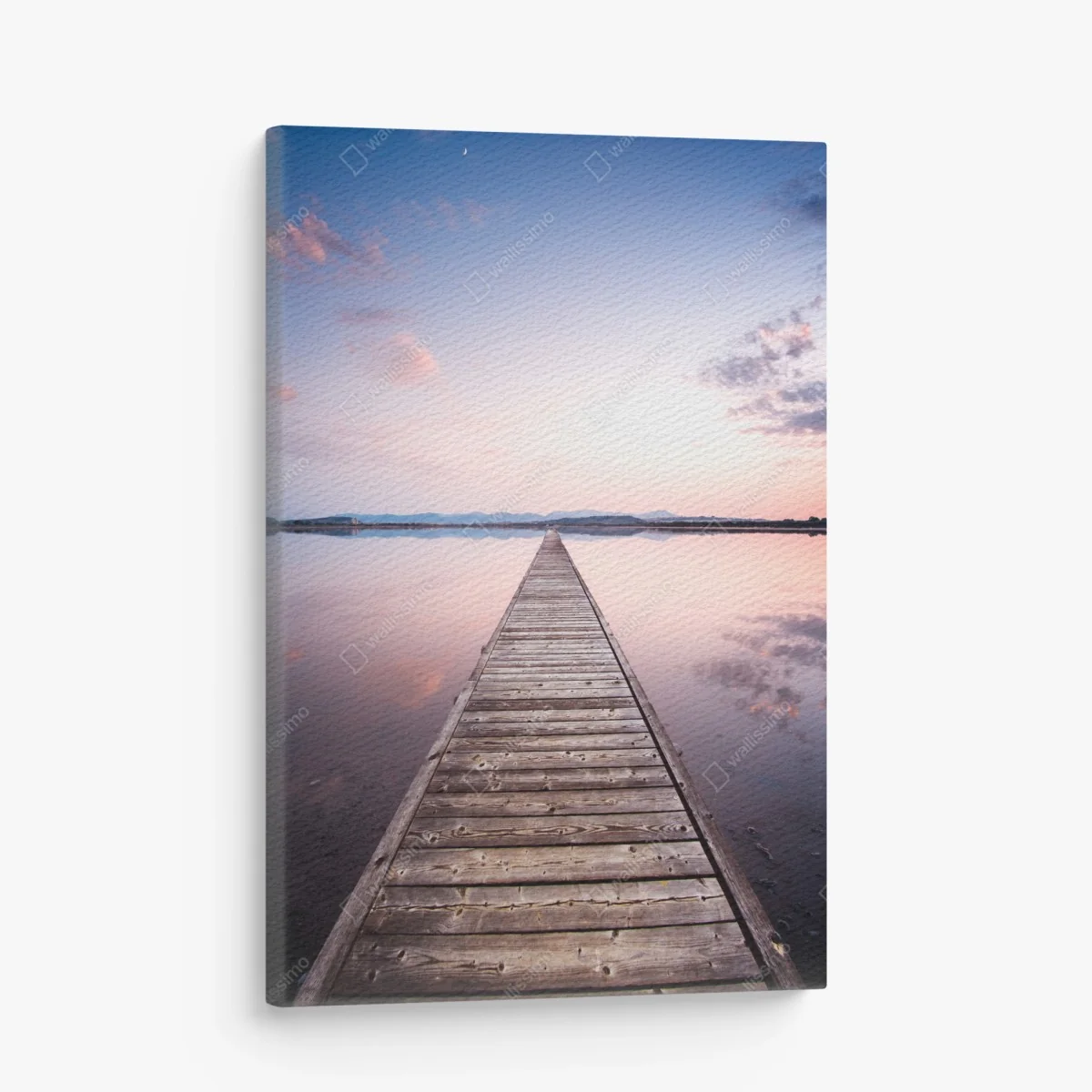 Leinwandbild holzsteg zum horizont bei sonnenuntergang – Wallnifity® Leinwandbild holzsteg zum horizont bei sonnenuntergang – Wallnifity®