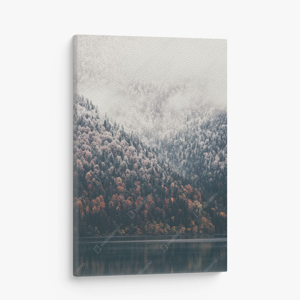 Leinwandbild herbstlicher nebel über bergwald – Wallnifity®