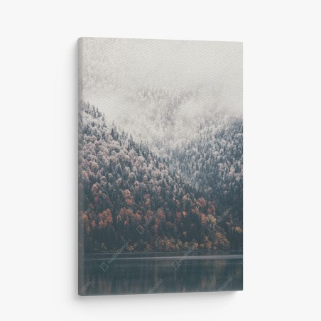 Leinwandbild herbstlicher nebel über bergwald – Wallnifity®
