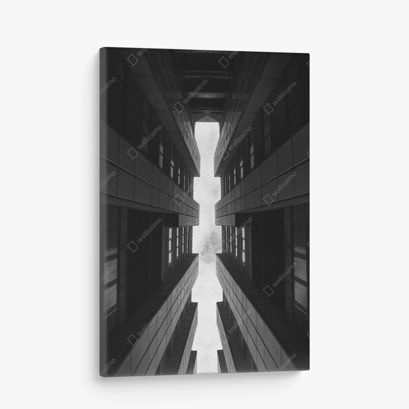 Leinwandbild vertikale städtische symmetrie in monochrom