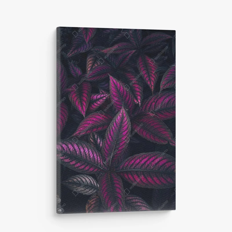Leinwandbild leuchtendes violettes blättermotiv