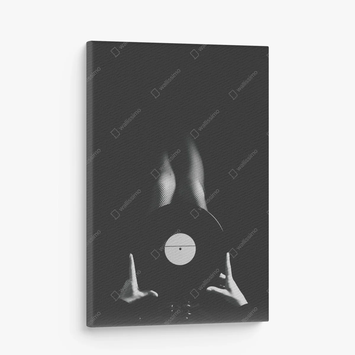 Leinwandbild schallplatte und beine in netzstrümpfen – Wallnifity® Leinwandbild schallplatte und beine in netzstrümpfen – Wallnifity®