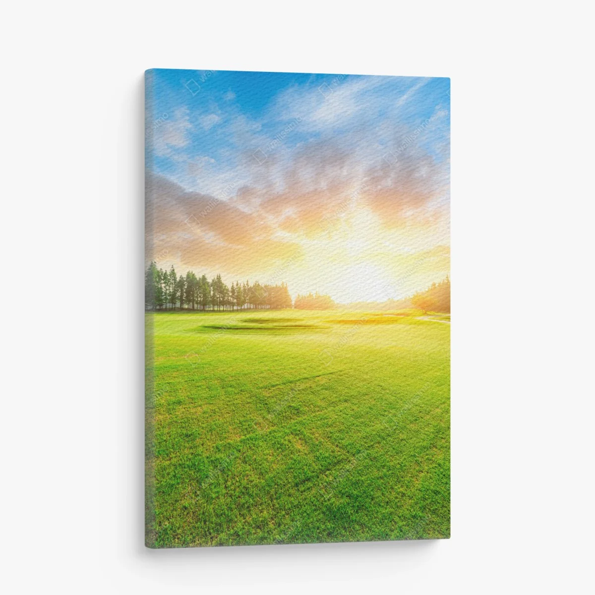 Leinwandbild sonnenbeschienene wiese und wald bei sonnenaufgang – Wallnifity® Leinwandbild sonnenbeschienene wiese und wald bei sonnenaufgang – Wallnifity®