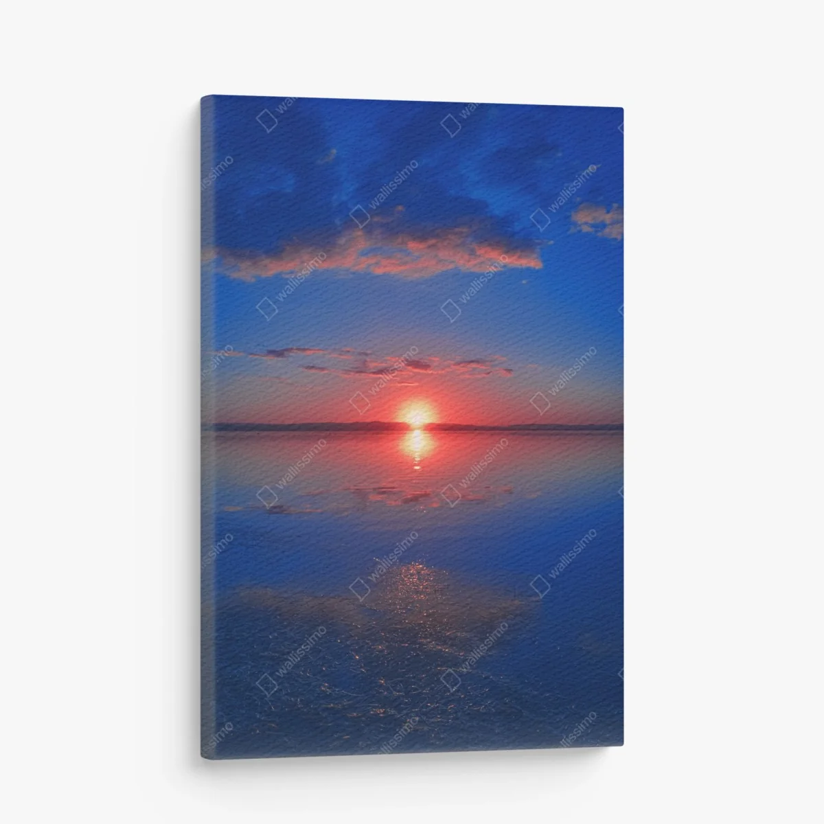 Leinwandbild sonnenuntergang über ruhigem meer mit lebendiger spiegelung – Wallnifity® Leinwandbild sonnenuntergang über ruhigem meer mit lebendiger spiegelung – Wallnifity®