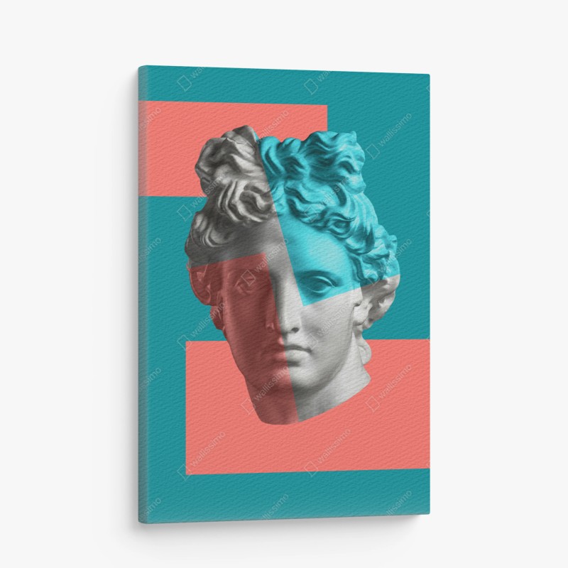 Leinwandbild duotone klassische büste im collage-stil