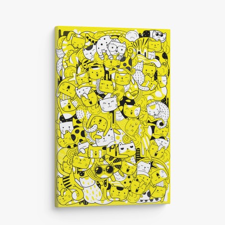 Leinwandbild verspielte gelbe katzen-collage – Wallnifity®