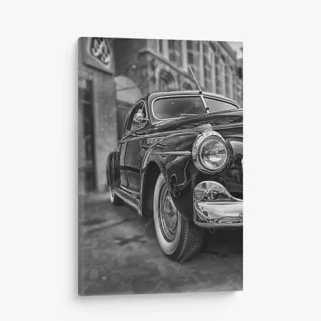 Leinwandbild vintage klassisches auto auf kopfsteinpflaster – Wallnifity®
