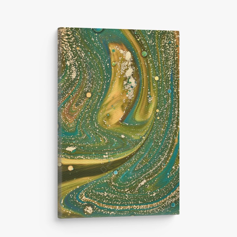 Leinwandbild grün-goldene flüssige marmorierte kunst