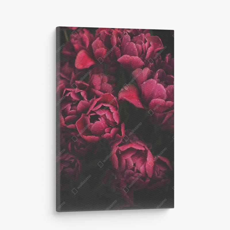 Leinwandbild vintage-blumenmuster in gedämpften blau- und beigetönen – Wallnifity®