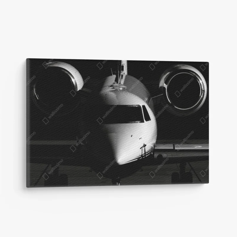 Leinwandbild monochrome frontalansicht eines privatjets