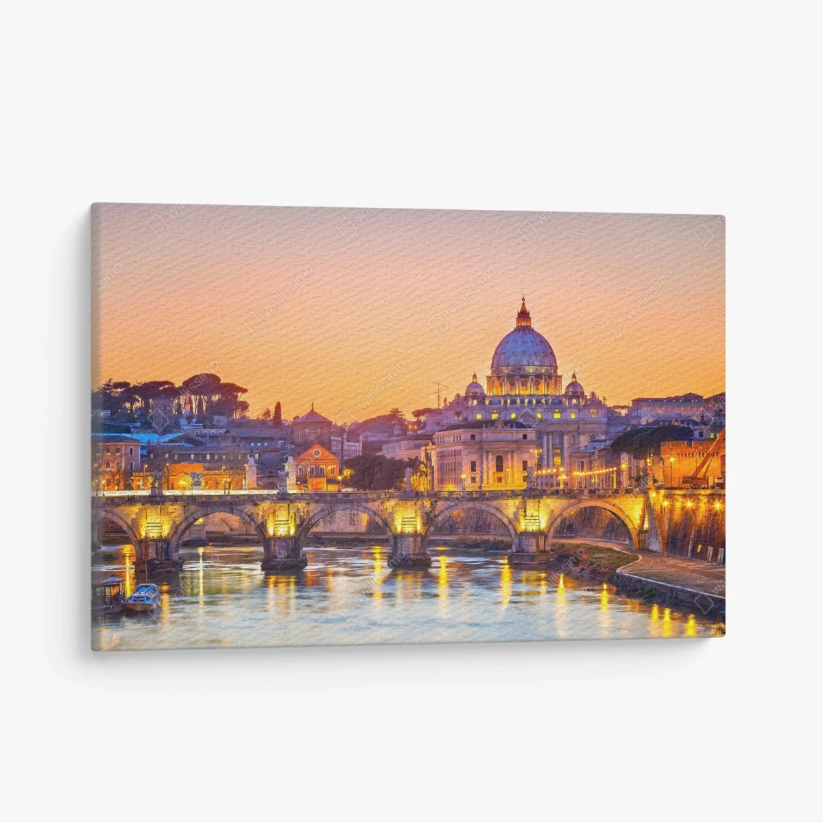 Leinwandbild sonnenuntergang über dem Petersdom und dem Tiber – Wallnifity® Leinwandbild sonnenuntergang über dem Petersdom und dem Tiber – Wallnifity®