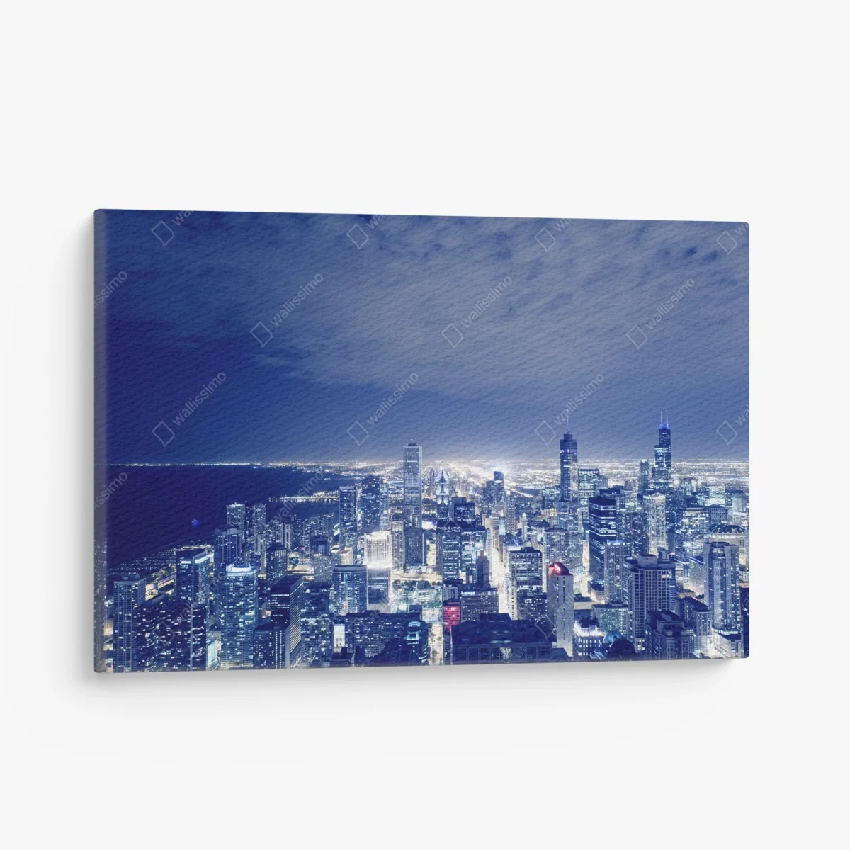 Leinwandbild Chicago nächtliche skyline panorama – Wallnifity® Leinwandbild Chicago nächtliche skyline panorama – Wallnifity®