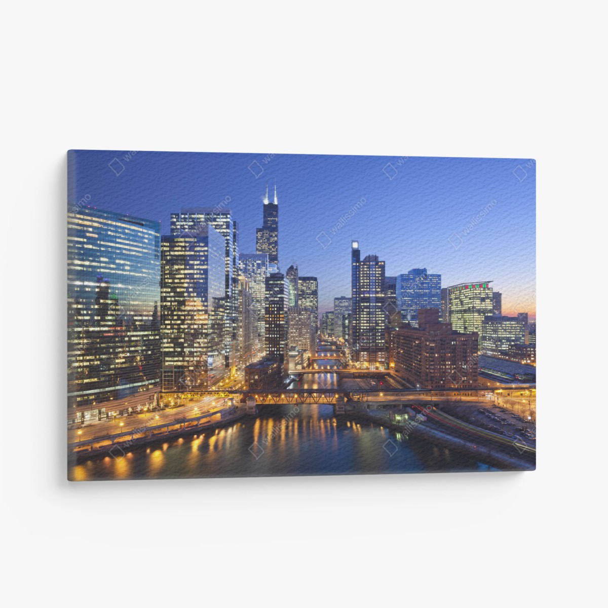 Leinwandbild Chicago skyline bei dämmerung – Wallnifity®