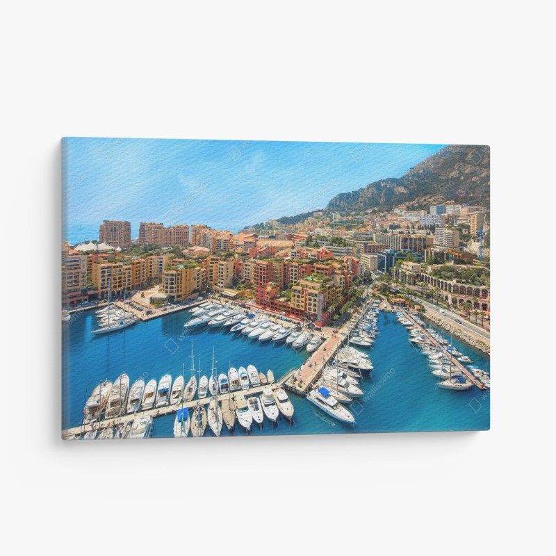 Leinwandbild sonnige marina und küstenstadt