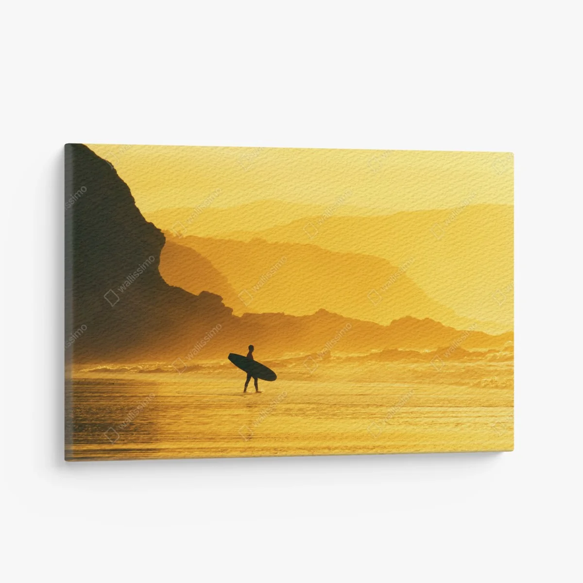 Leinwandbild surfer im goldenen sonnenuntergang – Wallnifity® Leinwandbild surfer im goldenen sonnenuntergang – Wallnifity®